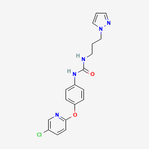 molecular formula C18H18ClN5O2 B7668172 1-[4-(5-Chloropyridin-2-yl)oxyphenyl]-3-(3-pyrazol-1-ylpropyl)urea 