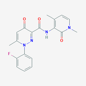 molecular formula C19H17FN4O3 B7668183 N-(1,4-dimethyl-2-oxopyridin-3-yl)-1-(2-fluorophenyl)-6-methyl-4-oxopyridazine-3-carboxamide 