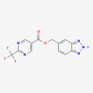 molecular formula C13H8F3N5O2 B7668191 2H-benzotriazol-5-ylmethyl 2-(trifluoromethyl)pyrimidine-5-carboxylate 