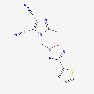 molecular formula C13H8N6OS B7668217 2-Methyl-1-[(3-thiophen-2-yl-1,2,4-oxadiazol-5-yl)methyl]imidazole-4,5-dicarbonitrile 