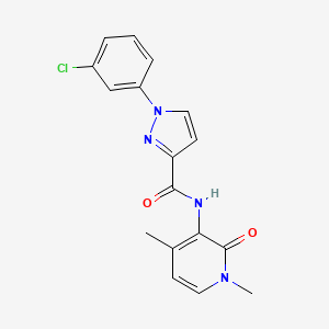 molecular formula C17H15ClN4O2 B7668250 1-(3-chlorophenyl)-N-(1,4-dimethyl-2-oxopyridin-3-yl)pyrazole-3-carboxamide 