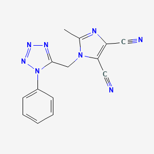 molecular formula C14H10N8 B7668273 2-Methyl-1-[(1-phenyltetrazol-5-yl)methyl]imidazole-4,5-dicarbonitrile 