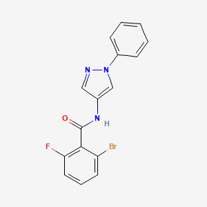 molecular formula C16H11BrFN3O B7668314 2-bromo-6-fluoro-N-(1-phenylpyrazol-4-yl)benzamide 