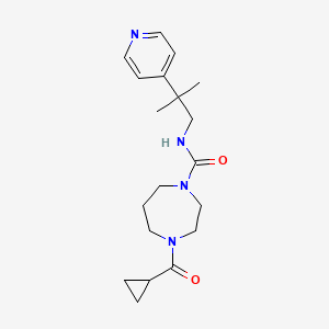 molecular formula C19H28N4O2 B7668332 4-(cyclopropanecarbonyl)-N-(2-methyl-2-pyridin-4-ylpropyl)-1,4-diazepane-1-carboxamide 