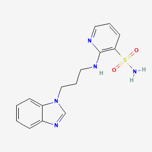 molecular formula C15H17N5O2S B7668356 2-[3-(Benzimidazol-1-yl)propylamino]pyridine-3-sulfonamide 