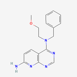 molecular formula C17H19N5O B7668395 4-N-benzyl-4-N-(2-methoxyethyl)pyrido[2,3-d]pyrimidine-4,7-diamine 