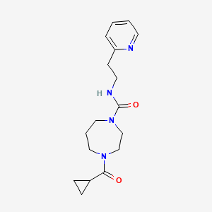 molecular formula C17H24N4O2 B7668433 4-(cyclopropanecarbonyl)-N-(2-pyridin-2-ylethyl)-1,4-diazepane-1-carboxamide 