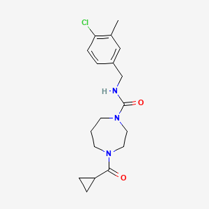 molecular formula C18H24ClN3O2 B7668441 N-[(4-chloro-3-methylphenyl)methyl]-4-(cyclopropanecarbonyl)-1,4-diazepane-1-carboxamide 