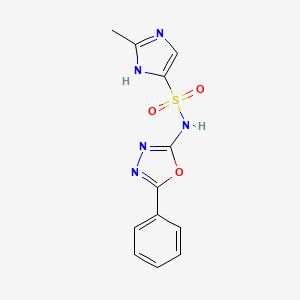 molecular formula C12H11N5O3S B7668454 2-methyl-N-(5-phenyl-1,3,4-oxadiazol-2-yl)-1H-imidazole-5-sulfonamide 