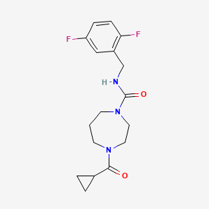 molecular formula C17H21F2N3O2 B7668484 4-(cyclopropanecarbonyl)-N-[(2,5-difluorophenyl)methyl]-1,4-diazepane-1-carboxamide 