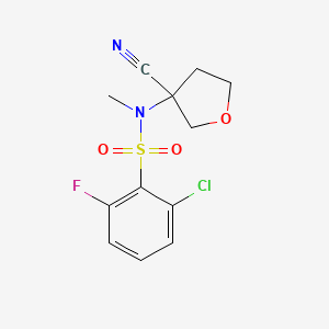 molecular formula C12H12ClFN2O3S B7668503 2-chloro-N-(3-cyanooxolan-3-yl)-6-fluoro-N-methylbenzenesulfonamide 