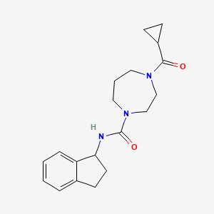 molecular formula C19H25N3O2 B7668519 4-(cyclopropanecarbonyl)-N-(2,3-dihydro-1H-inden-1-yl)-1,4-diazepane-1-carboxamide 