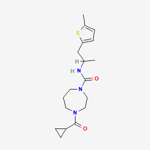 molecular formula C18H27N3O2S B7668590 4-(cyclopropanecarbonyl)-N-[1-(5-methylthiophen-2-yl)propan-2-yl]-1,4-diazepane-1-carboxamide 