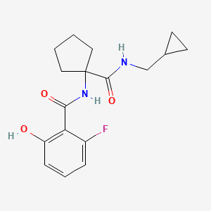 molecular formula C17H21FN2O3 B7668593 N-[1-(cyclopropylmethylcarbamoyl)cyclopentyl]-2-fluoro-6-hydroxybenzamide 