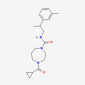 molecular formula C20H29N3O2 B7668628 4-(cyclopropanecarbonyl)-N-[2-(3-methylphenyl)propyl]-1,4-diazepane-1-carboxamide 