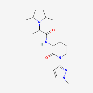 molecular formula C18H29N5O2 B7668674 2-(2,5-dimethylpyrrolidin-1-yl)-N-[1-(1-methylpyrazol-3-yl)-2-oxopiperidin-3-yl]propanamide 