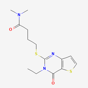 molecular formula C14H19N3O2S2 B7668677 4-(3-ethyl-4-oxothieno[3,2-d]pyrimidin-2-yl)sulfanyl-N,N-dimethylbutanamide 