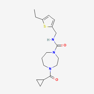 molecular formula C17H25N3O2S B7668681 4-(cyclopropanecarbonyl)-N-[(5-ethylthiophen-2-yl)methyl]-1,4-diazepane-1-carboxamide 