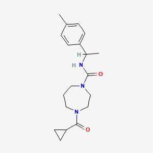 molecular formula C19H27N3O2 B7668709 4-(cyclopropanecarbonyl)-N-[1-(4-methylphenyl)ethyl]-1,4-diazepane-1-carboxamide 