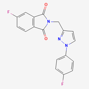 molecular formula C18H11F2N3O2 B7668754 5-Fluoro-2-[[1-(4-fluorophenyl)pyrazol-3-yl]methyl]isoindole-1,3-dione 