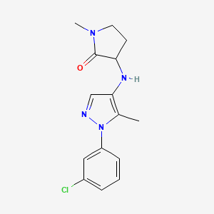 molecular formula C15H17ClN4O B7668856 3-[[1-(3-Chlorophenyl)-5-methylpyrazol-4-yl]amino]-1-methylpyrrolidin-2-one 