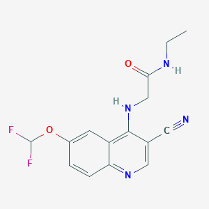 molecular formula C15H14F2N4O2 B7668869 2-[[3-cyano-6-(difluoromethoxy)quinolin-4-yl]amino]-N-ethylacetamide 