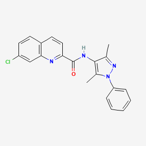 molecular formula C21H17ClN4O B7668916 7-chloro-N-(3,5-dimethyl-1-phenylpyrazol-4-yl)quinoline-2-carboxamide 