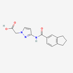 molecular formula C15H15N3O3 B7668963 2-[3-(2,3-dihydro-1H-indene-5-carbonylamino)pyrazol-1-yl]acetic acid 