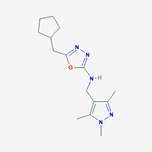 5-(cyclopentylmethyl)-N-[(1,3,5-trimethylpyrazol-4-yl)methyl]-1,3,4-oxadiazol-2-amine