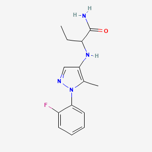 molecular formula C14H17FN4O B7669056 2-[[1-(2-Fluorophenyl)-5-methylpyrazol-4-yl]amino]butanamide 