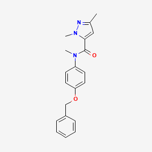 molecular formula C20H21N3O2 B7669065 N,2,5-trimethyl-N-(4-phenylmethoxyphenyl)pyrazole-3-carboxamide 