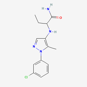 molecular formula C14H17ClN4O B7669073 2-[[1-(3-Chlorophenyl)-5-methylpyrazol-4-yl]amino]butanamide 