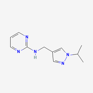 molecular formula C11H15N5 B7669099 N-[(1-propan-2-ylpyrazol-4-yl)methyl]pyrimidin-2-amine 