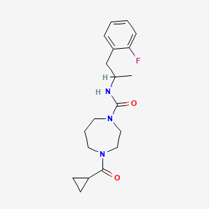 molecular formula C19H26FN3O2 B7669160 4-(cyclopropanecarbonyl)-N-[1-(2-fluorophenyl)propan-2-yl]-1,4-diazepane-1-carboxamide 