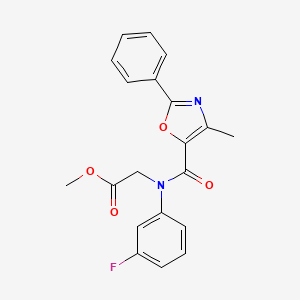 methyl 2-(3-fluoro-N-(4-methyl-2-phenyl-1,3-oxazole-5-carbonyl)anilino)acetate