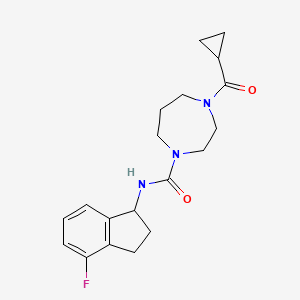 molecular formula C19H24FN3O2 B7669190 4-(cyclopropanecarbonyl)-N-(4-fluoro-2,3-dihydro-1H-inden-1-yl)-1,4-diazepane-1-carboxamide 