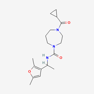 molecular formula C18H27N3O3 B7669212 4-(cyclopropanecarbonyl)-N-[1-(2,5-dimethylfuran-3-yl)ethyl]-1,4-diazepane-1-carboxamide 