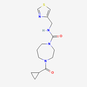 molecular formula C14H20N4O2S B7669264 4-(cyclopropanecarbonyl)-N-(1,3-thiazol-4-ylmethyl)-1,4-diazepane-1-carboxamide 