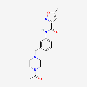 molecular formula C18H22N4O3 B7669305 N-[3-[(4-acetylpiperazin-1-yl)methyl]phenyl]-5-methyl-1,2-oxazole-3-carboxamide 