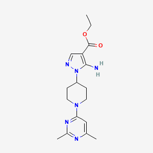 molecular formula C17H24N6O2 B7669334 Ethyl 5-amino-1-[1-(2,6-dimethylpyrimidin-4-yl)piperidin-4-yl]pyrazole-4-carboxylate 