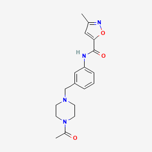 molecular formula C18H22N4O3 B7669368 N-[3-[(4-acetylpiperazin-1-yl)methyl]phenyl]-3-methyl-1,2-oxazole-5-carboxamide 