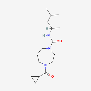 molecular formula C16H29N3O2 B7669402 4-(cyclopropanecarbonyl)-N-(4-methylpentan-2-yl)-1,4-diazepane-1-carboxamide 