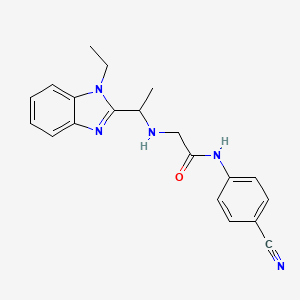 molecular formula C20H21N5O B7669405 N-(4-cyanophenyl)-2-[1-(1-ethylbenzimidazol-2-yl)ethylamino]acetamide 