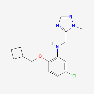 molecular formula C15H19ClN4O B7669449 5-chloro-2-(cyclobutylmethoxy)-N-[(2-methyl-1,2,4-triazol-3-yl)methyl]aniline 