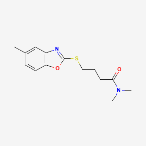 molecular formula C14H18N2O2S B7669468 N,N-dimethyl-4-[(5-methyl-1,3-benzoxazol-2-yl)sulfanyl]butanamide 