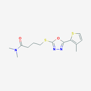 molecular formula C13H17N3O2S2 B7669473 N,N-dimethyl-4-[[5-(3-methylthiophen-2-yl)-1,3,4-oxadiazol-2-yl]sulfanyl]butanamide 