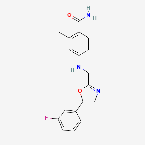 4-[[5-(3-Fluorophenyl)-1,3-oxazol-2-yl]methylamino]-2-methylbenzamide