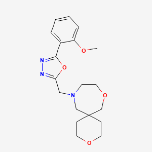 molecular formula C19H25N3O4 B7669516 11-[[5-(2-Methoxyphenyl)-1,3,4-oxadiazol-2-yl]methyl]-3,8-dioxa-11-azaspiro[5.6]dodecane 