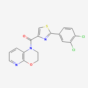 molecular formula C17H11Cl2N3O2S B7669550 [2-(3,4-Dichlorophenyl)-1,3-thiazol-4-yl]-(2,3-dihydropyrido[2,3-b][1,4]oxazin-1-yl)methanone 