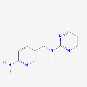 molecular formula C12H15N5 B7669571 N-[(6-aminopyridin-3-yl)methyl]-N,4-dimethylpyrimidin-2-amine 